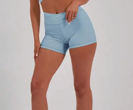 Women Sport Cross Front Waistband Seamless Gym Shorts