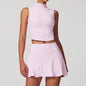 Ladies Quick Dry Workout High Neck Crop Tank Top and 2 in 1 Skirt Sets  Pickleball Wear 2 Piece Set